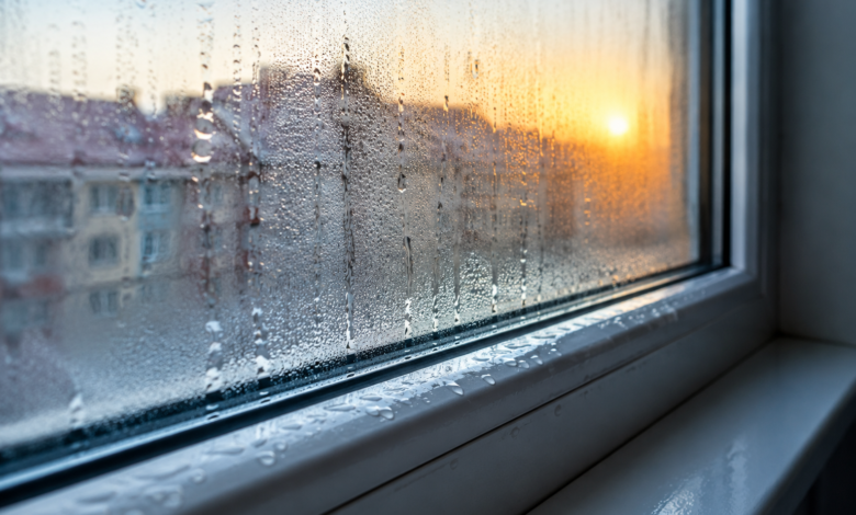 condensación en ventanas de aluminio por la mañana