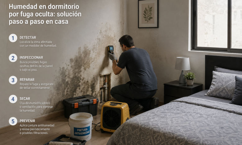 Humedad en dormitorio por fuga oculta - solución paso a paso en casa