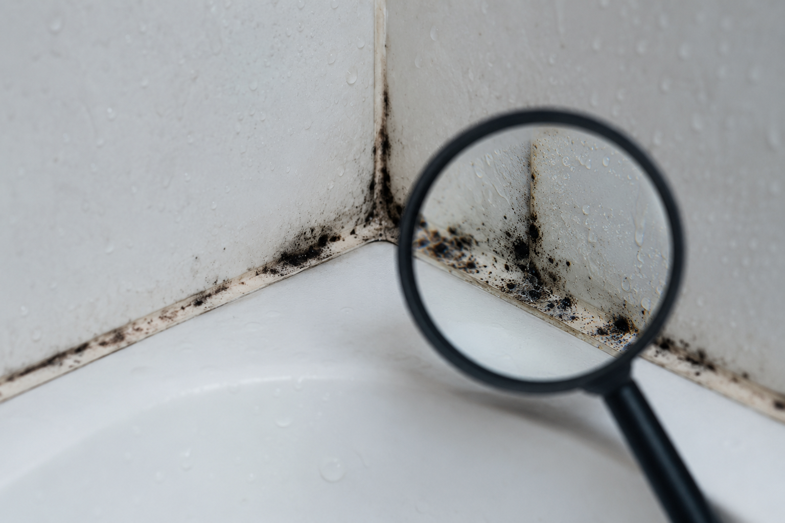 moho negro en silicona de la ducha
