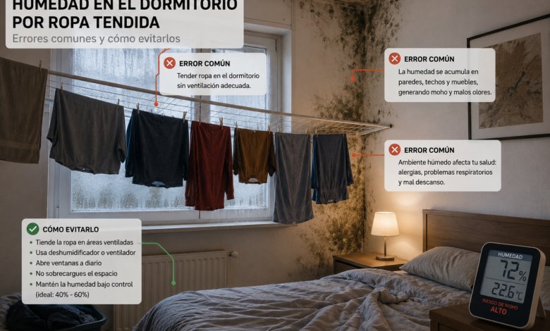 humedad en dormitorio por ropa tendida: errores comunes y cómo evitarlos