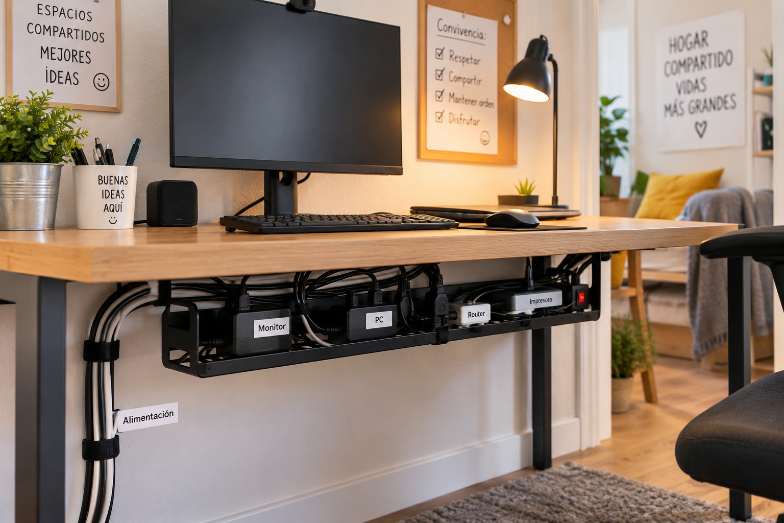 Gestión de cables en bricolaje para casas compartidas