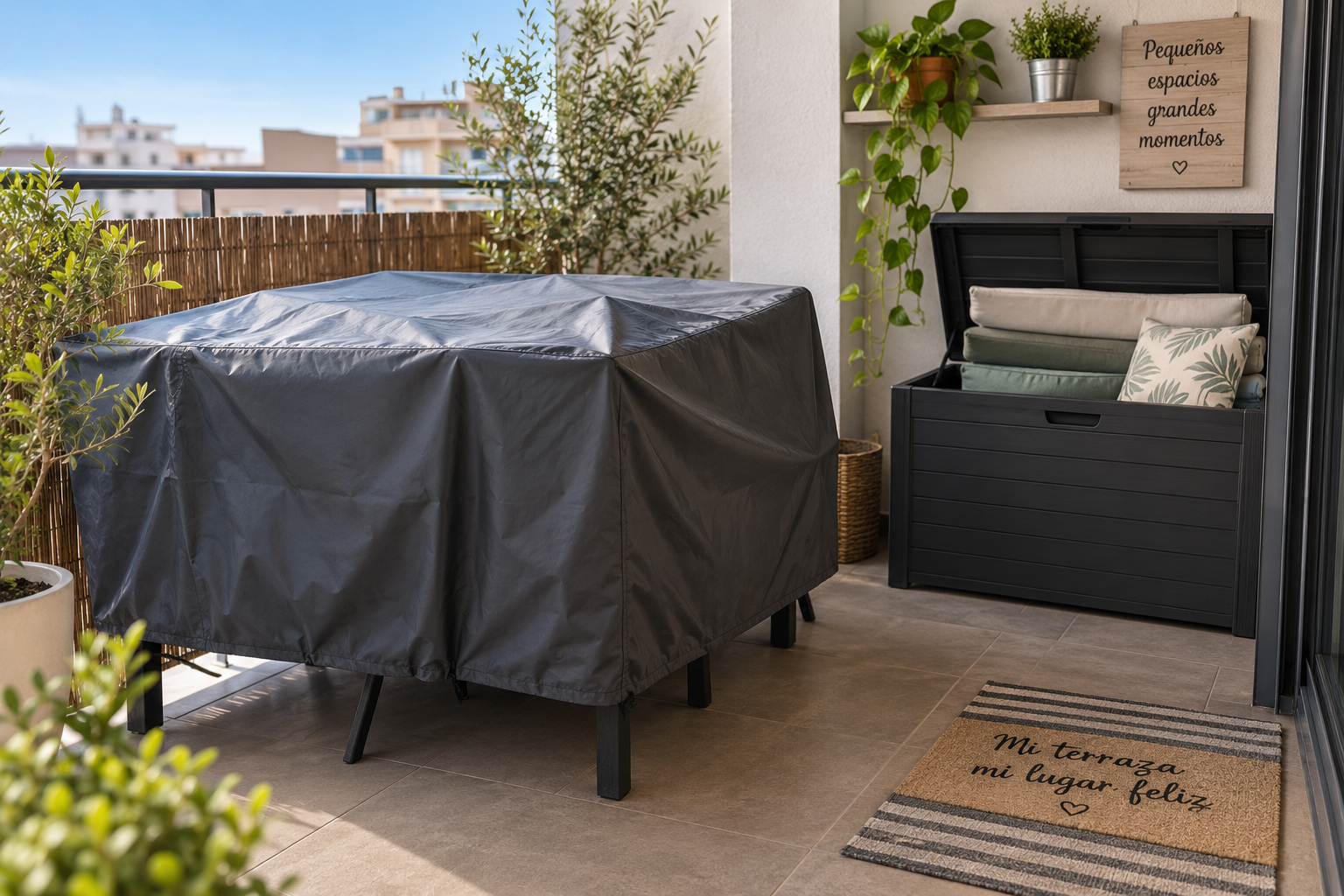Protección de muebles exteriores para familias con poco espacio